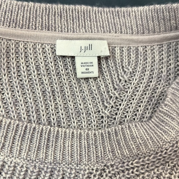 J Jill Womens Sweater Plus Size 4X Blue Gray 3/4 Sleeve knit pop over round neck - Picture 8 of 11